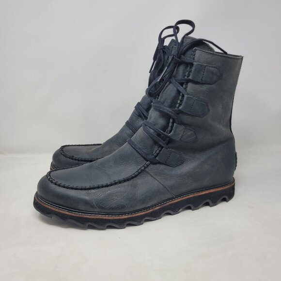 Sorel Mad Boot Mens Size 15 Hi Top Lace Up Gray/Black Leather Combat Charcoal main image 8